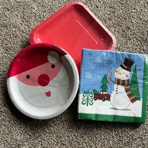 Festive Santa and Snowman Party Set. Perfect for appetizers at a Holiday party!